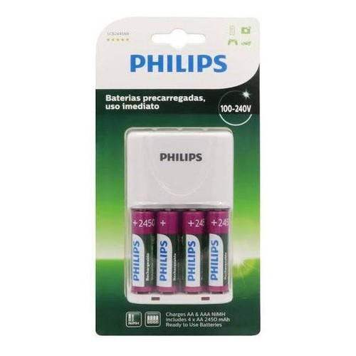 Carregador De Pilhas Philips Aa Recarregáveis C/4 Pilhas 24