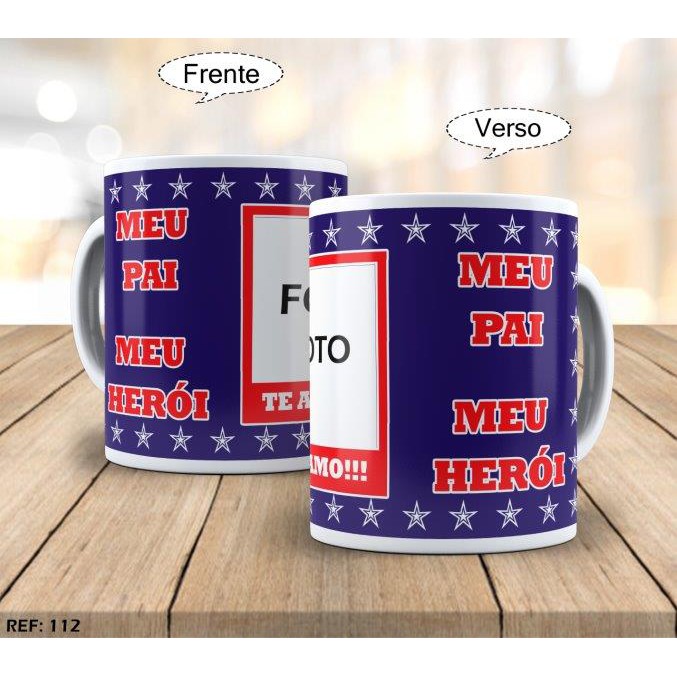 caneca personalizada para presente com foto meu pai meu herói