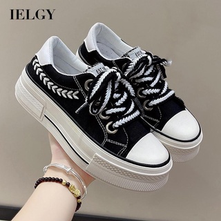 IELGY Pequenos Sapatos De Lona Femininas Frescas Com Rendas fashion colorblock