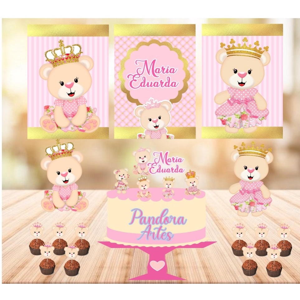 Kit festa Ursa Princesa em Oferta na Shopee