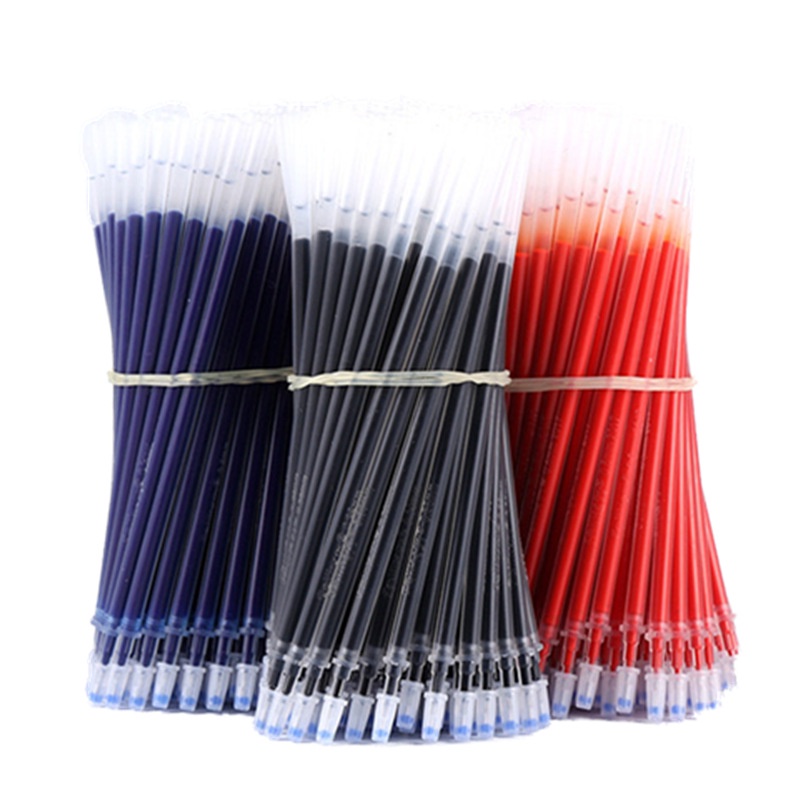 100 Pcs/Lote Gel Refil De Tinta Premium Preto E Azul Vermelho 0.5 Milímetros Bala Caso Escola Do Escritório