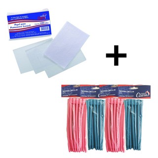 KIT 72 BIGUDINHOS PARA CACHEAR CABELO Nº1 + 100 PAPEL PARA PERMANENTE SANTA CLARA