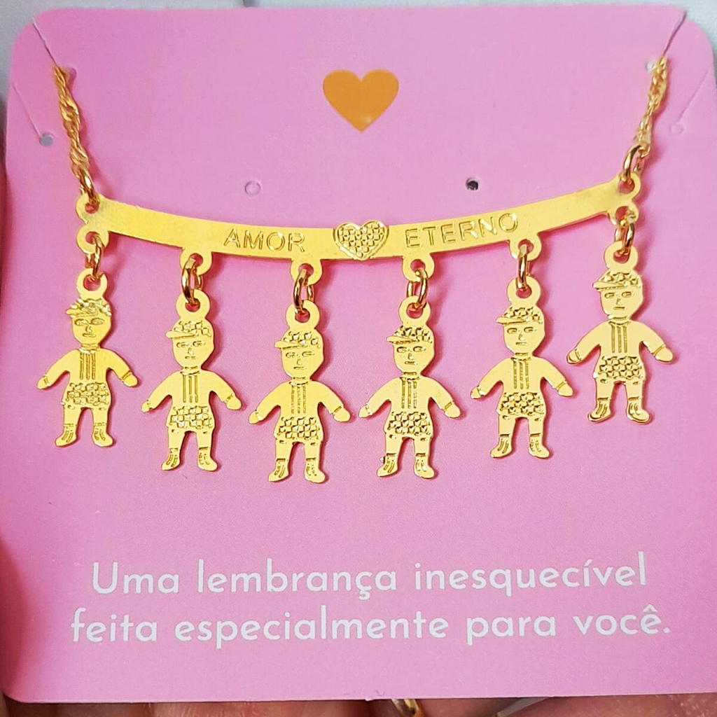 colar de filhos Banhado a ouro 18k amor eterno 5 até 10 filhos