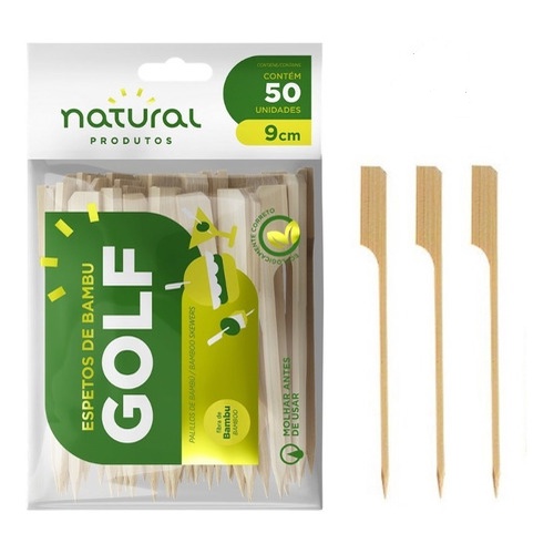 Espeto de Bambu Golf Lanches, Petiscos, Churrasco 50 Unidades - Vários Tamanhos