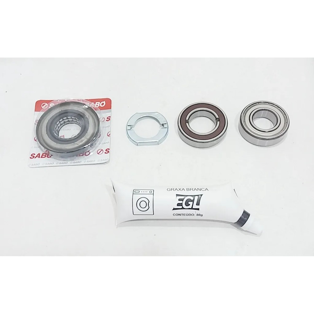 Retentor do tanque lavadora Lte12 / ltc12 + 2 Rolamentos anel Graxa Branca