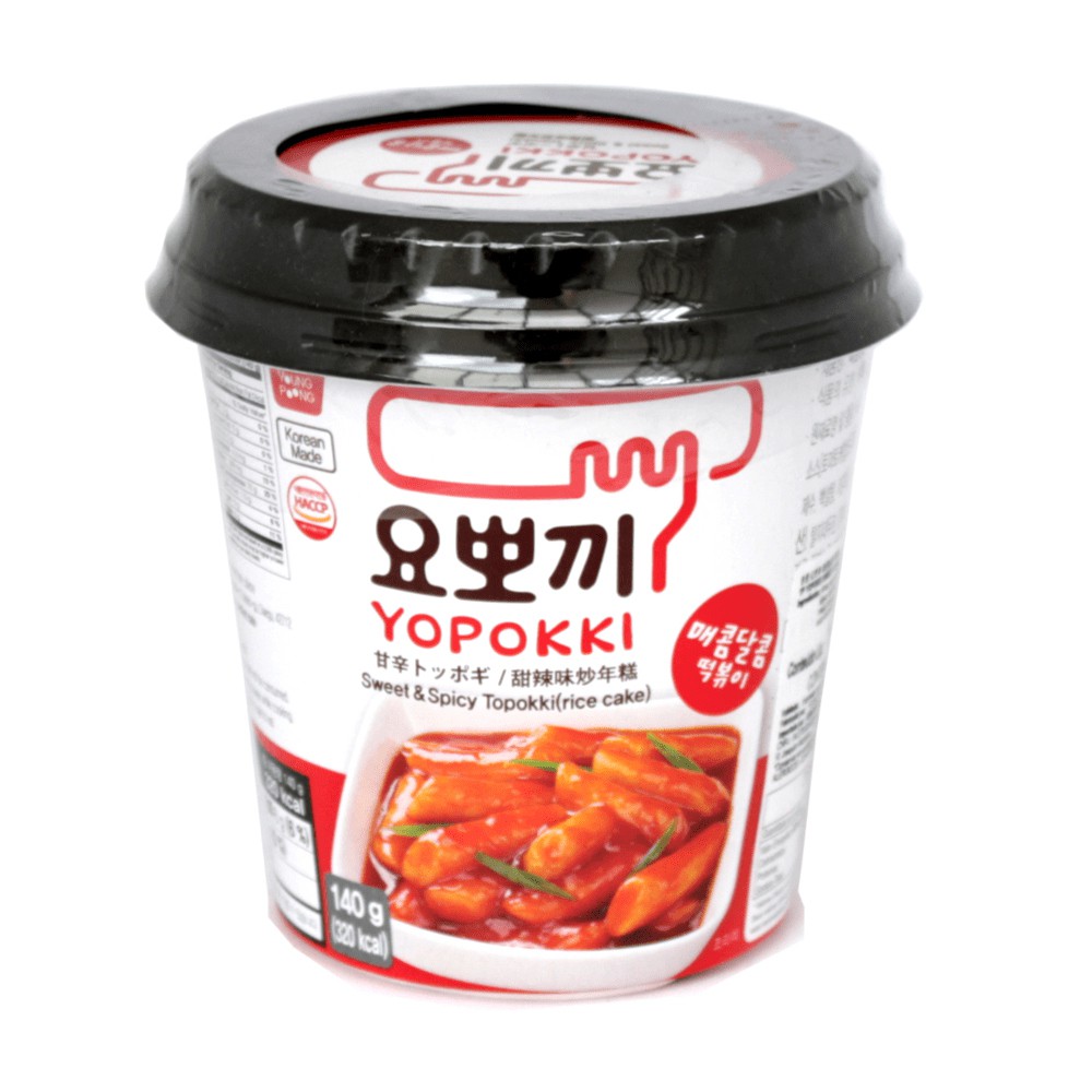 Yopokki Bolinho de Arroz Coreano Instantâneo sabor Original Sweet Spicy Topokki Copo 140 gramas