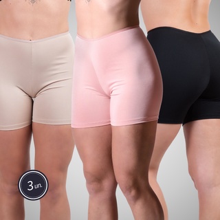 Kit 3 Shorts Anágua Bermuda Segunda Pele Modeladora Moda Íntima Lingerie Calcinha Shortinho Conforto 340