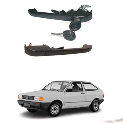 Par Maçaneta Externa Friso Preto Com Chave Gol Parati G1 80 A 86