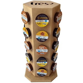 Porta Capsulas TRES CORAÇÕES  Suporte Torre Giratório P/30 Cápsulas Café CRU- MDF em Oferta na Shopee