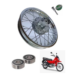 Roda Traseira Completa/Montada-Honda Pop 100/Pop 110-Raio 3,5/Raio 4mm
