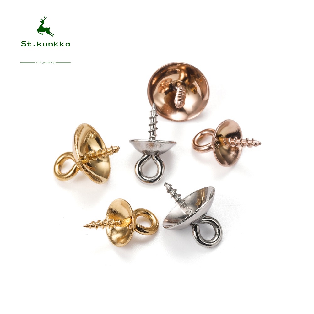 St.Kunkka 30pcs Olho De Ovelha De Aço Inoxidável Tampa De Ovelhas Bandeja De Pérola Produção De Jóias