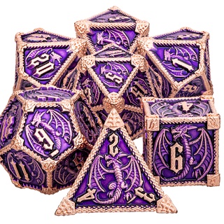 D + Metal Policarbonato Roxo RPG handmade Dragon Dice Set Para Dingeons E Dragões