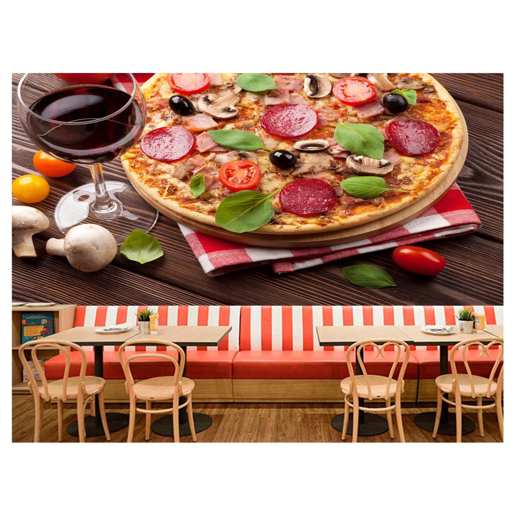 papel de parede Alimento Pizza Queijo 3D 7,5m² AL145