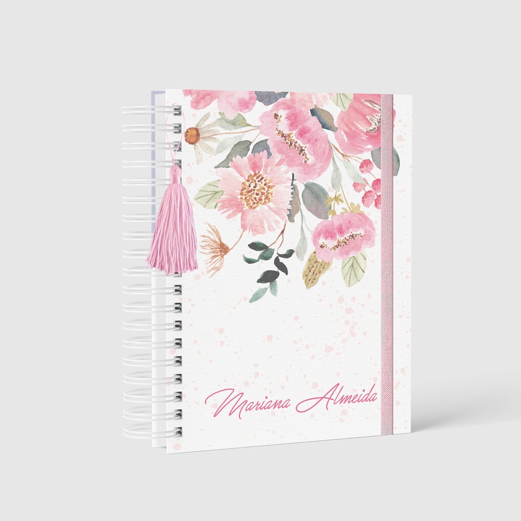 Agenda Personalizada Linda Floral Rosa com Nome
