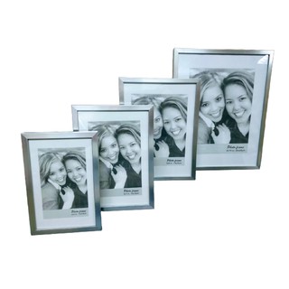 Porta Retrato Prateado Clean Com Vidro Todos Tamanhos Foto nas 02 Posições Horizontal e Vertical