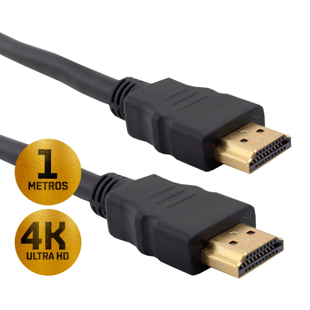Cabo HDMI 1 Metro 4K Gold Blindado para tv, notebook, vídeo game Ps3, Ps3 e Xbox Ultra HD Produto Original