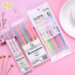 Caneta Marcadora Coloridas Com Duas Pontas / 6 Cores Para Estudantes