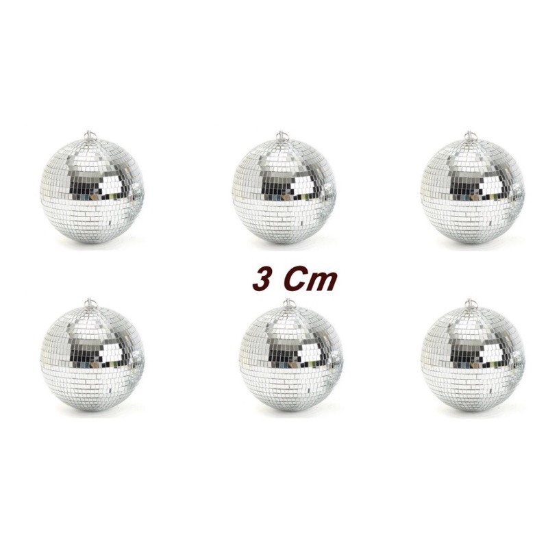 Kit Com 12 Globo Espelhado 3 Cm Balada Festa Discoteca Aniversário Dança Halloween Evento Bolos Aniversário