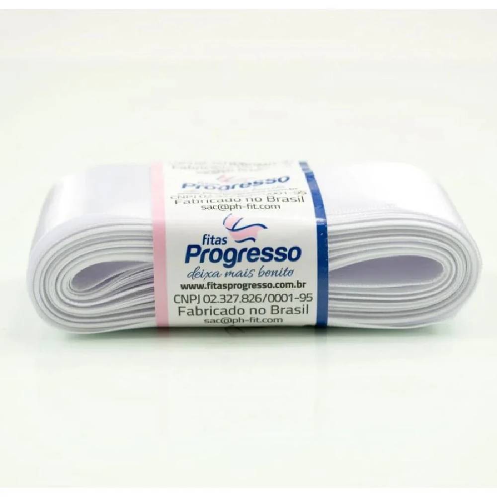 Fita de Cetim Progresso 50mm nº12 - 10m Cor 201 Branco - 1un