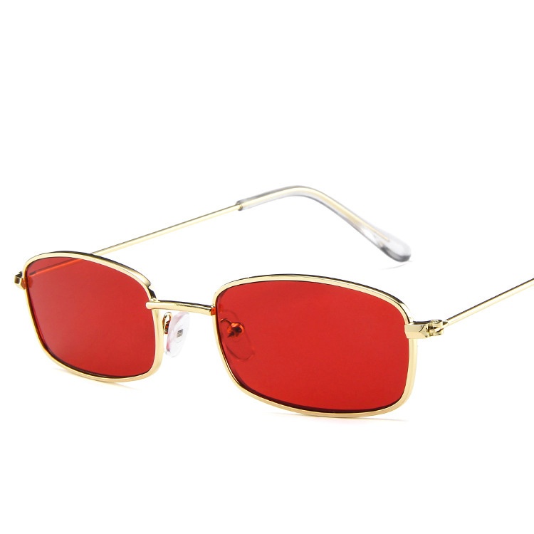 Novas Mulheres Da Moda Óculos De Sol De Metal Homens Retro Quadrado Pequeno Feminino Rosa Amarelo Lens Shades Retângulo