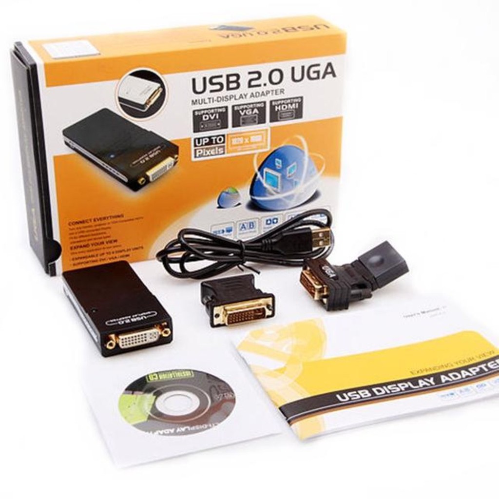 Adaptador De Vídeo USB 2.0 X VGA DVI HDMI Multi Display Uga = MULTI TELAS = USADO EM NOTEBOOK ULTRABOOK LAPTOP NETBOOK DESKTOP SERVIDOR = FUNCIONA COMO TELA ESTENDIDA OU TELA CLONADA = PODE SER CONFIGURADO EM TODOS OS WINDOWS