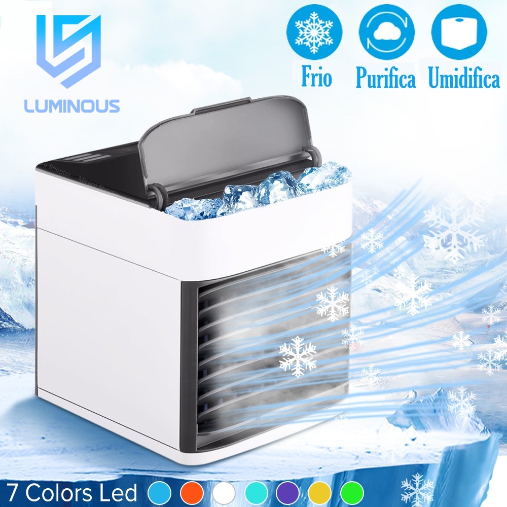 Mini Ar Condicionado Port Til Arctic Air Cooler Luz Led Umidificador Climatizador Beecost