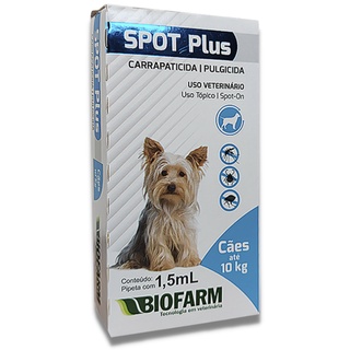 Spot Plus Carrapaticida e Pulgicida Biofarm para Cães Até 10Kg - Pipeta de 1,5mL