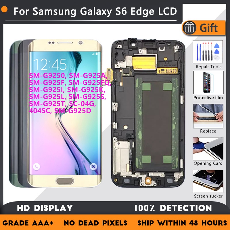 5.1'Display SUPER AMOLED Para Samsung Galaxy S6 edge LCD Com Quadro G925I G925F Tela De Toque Digitador Assembléia Subst