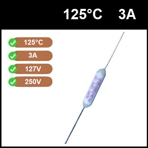1 Fusível Térmico 3A 125C 125°C 125 Graus 250V em Oferta na Shopee