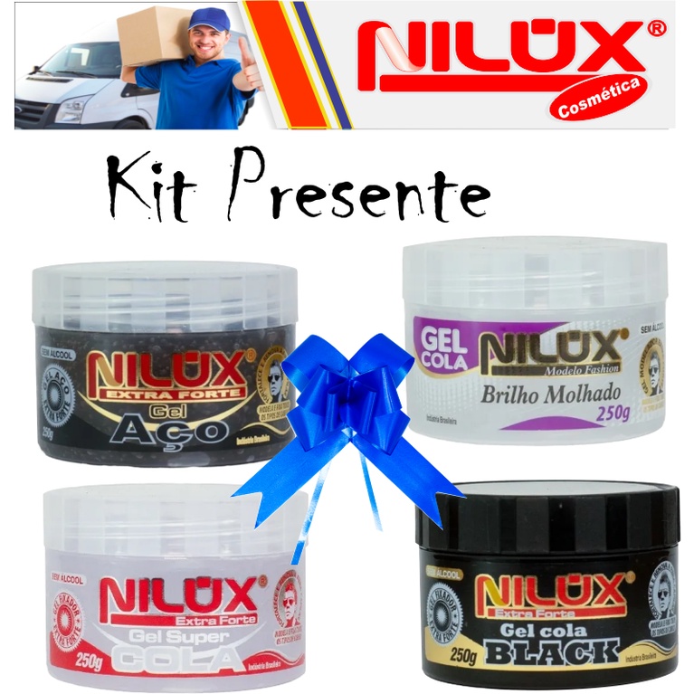Kit presente 1 Gel aço 1 Gel b.molhado 1 Gel black 1 Gel cola extra fort
