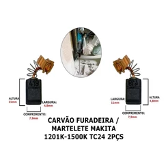 Escova Carvão Furadeira / Martelete Makita 1201k-1 Tc24 2pcs