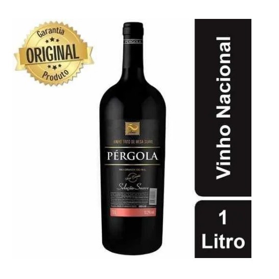 Vinho Pergola Garrafa 1 Litro Tinto Suave Nacional Promoção Barato