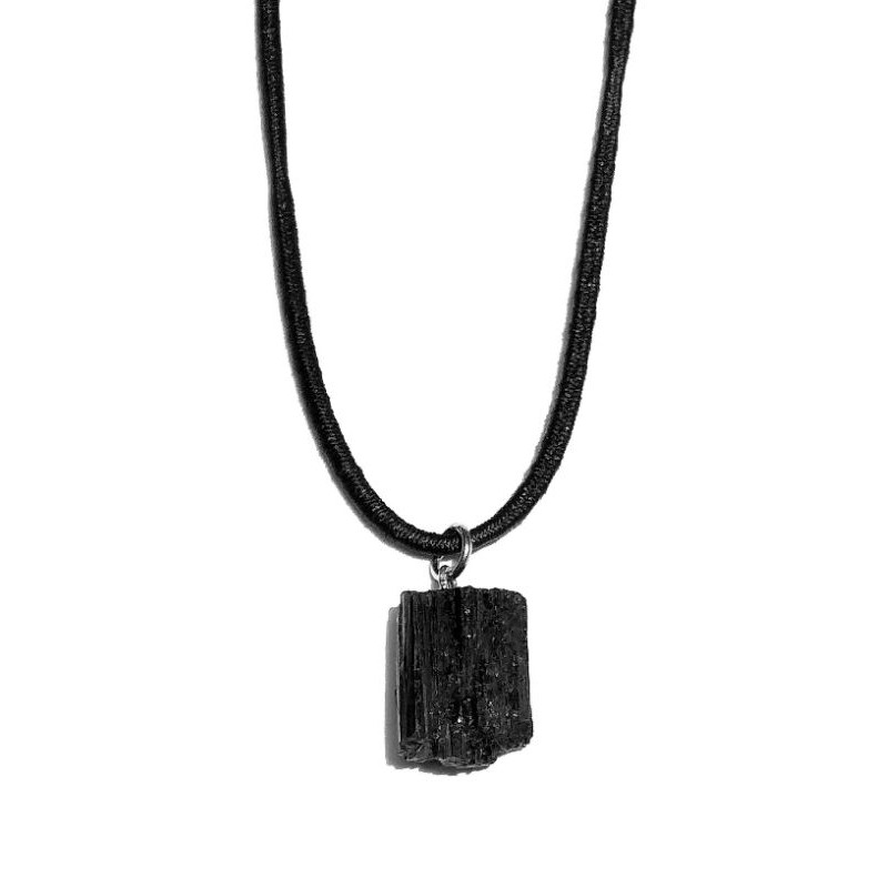 Colar De Turmalina Negra Natural Bruta - Pedra Da Proteção Joia Energia Espiritual