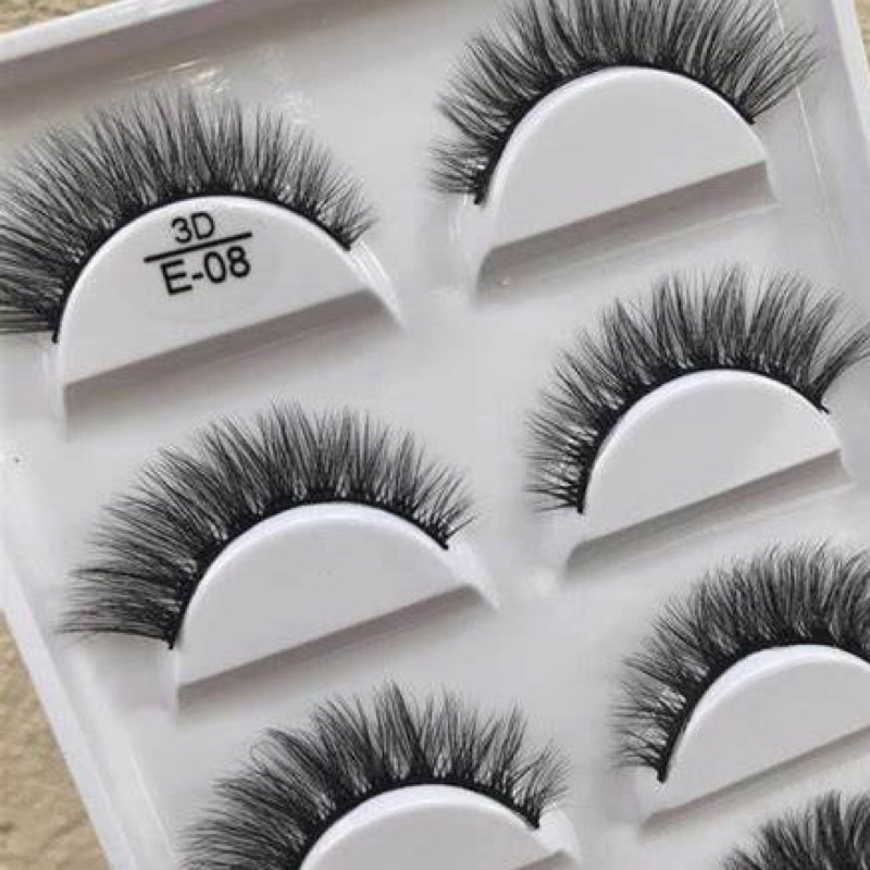 Cílios Postiços 3D E08 Natural pequeno efeito Mink para maquiagem 5 pares