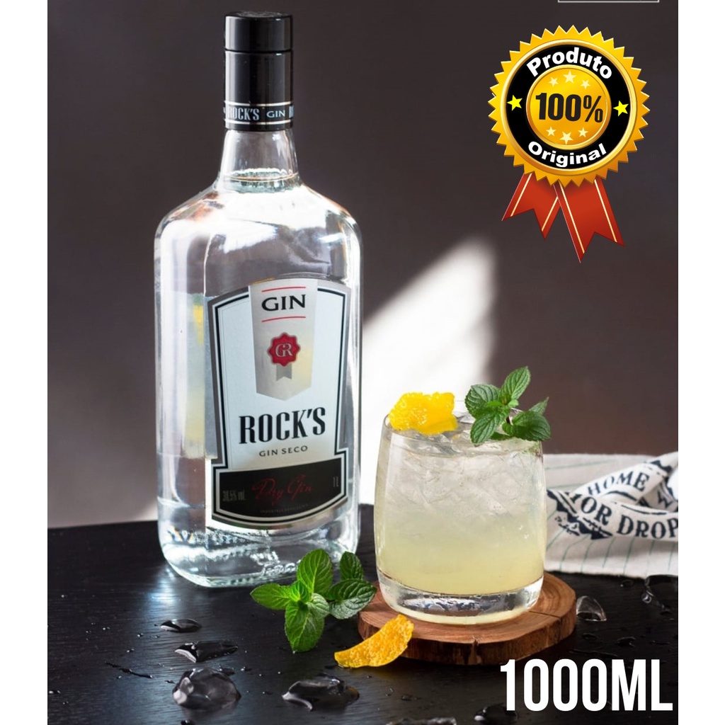 Gin Rocks Seco 1 Litro Original Lacrado Selo IPI | Shopee Brasil