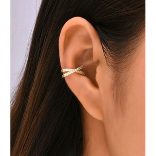 Conch X Brinco de Pressão Piercing Cravejado Strass Brinco Regulável Semi Jóia