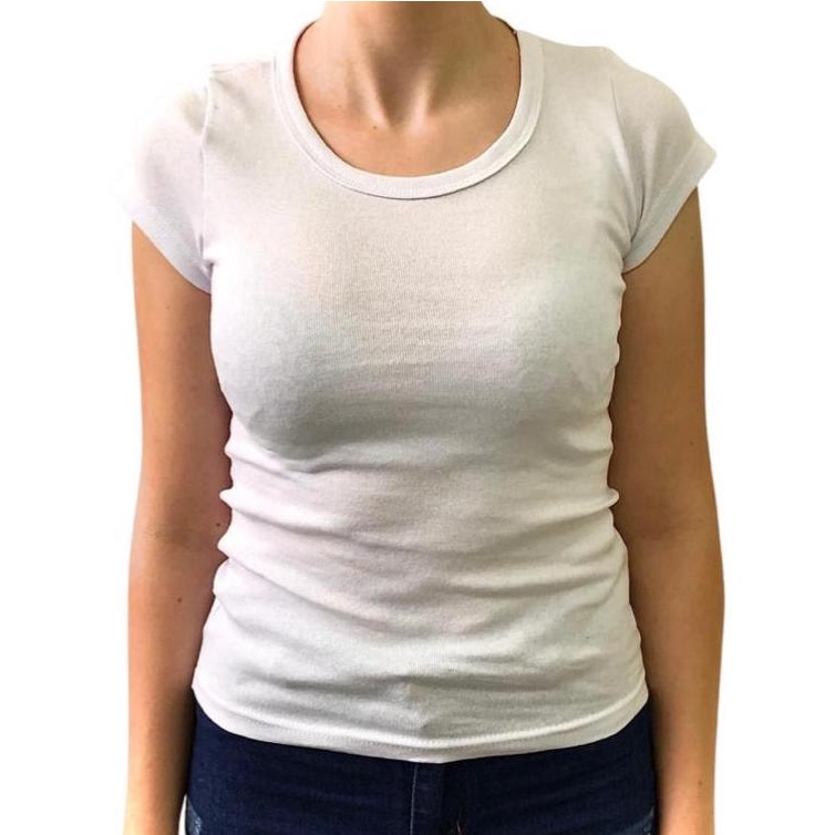 Blusa baby look feminina BRANCA 96% algodão 4% lycra. em Oferta na Shopee