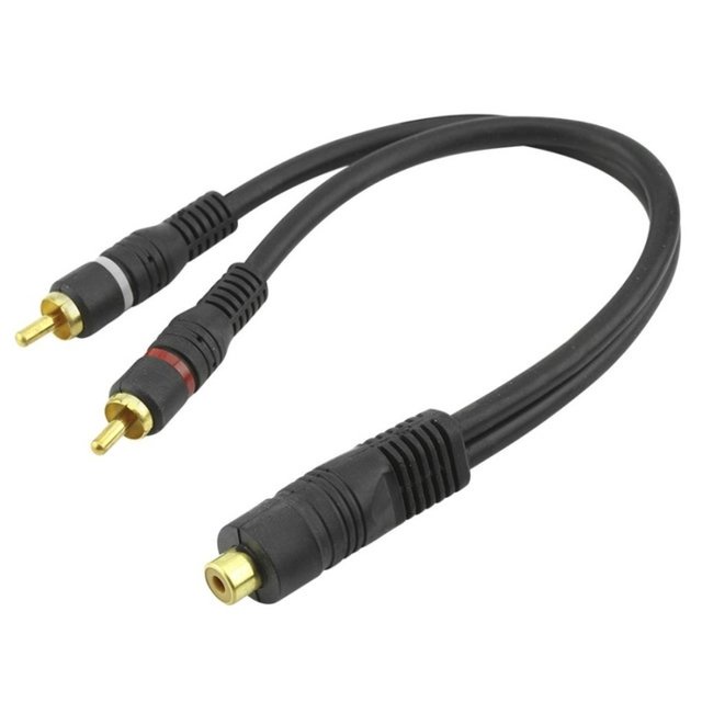Cabo Rca Y 1 Fêmea + 2 Machos Emborrachado Permak Preto 25 Centímetros Som E Vídeo Reforçado 1f+2m