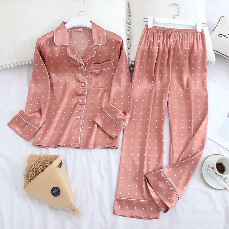 Conjunto / Pijama de Viscose Estampado com Blusa de Manga Comprida Calça de Primavera/Outono