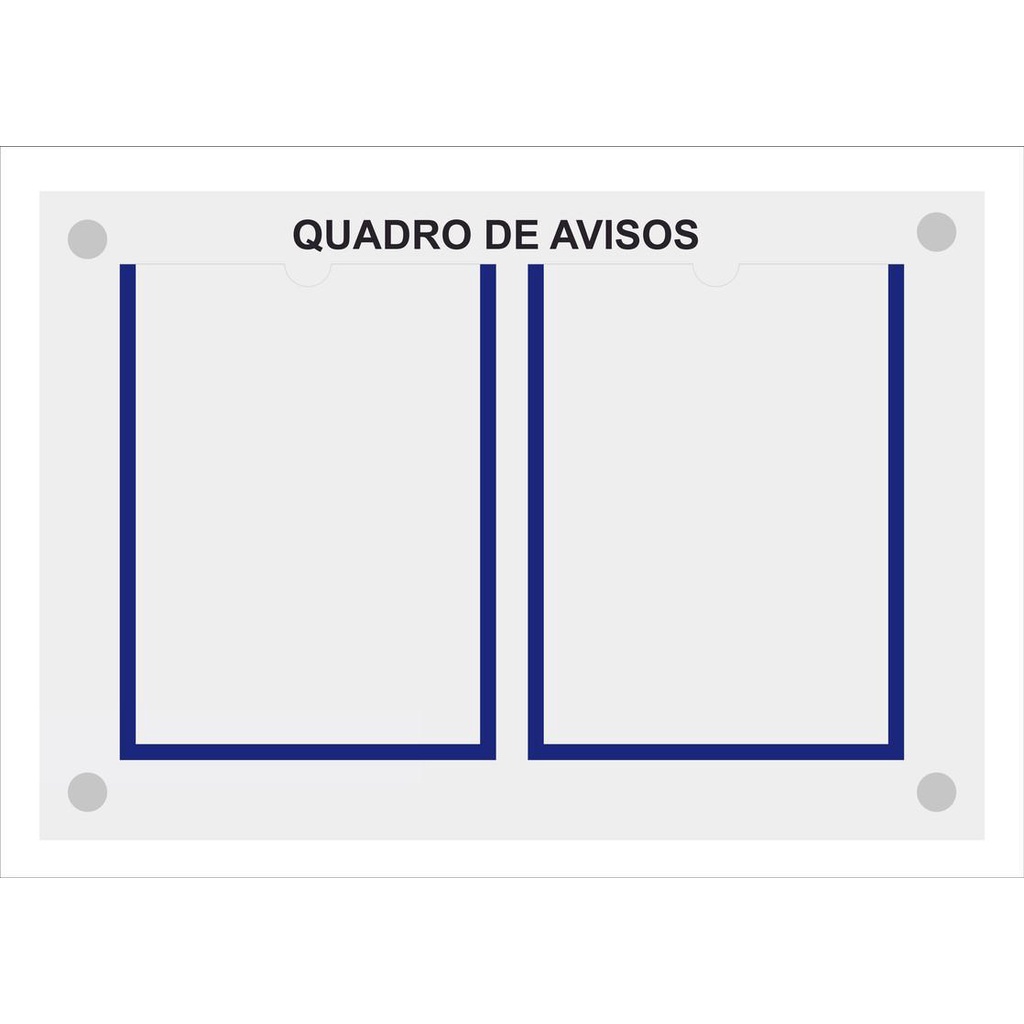 Quadro De Aviso E Gestão Com 2 Displays A4 De Acrílico Azul