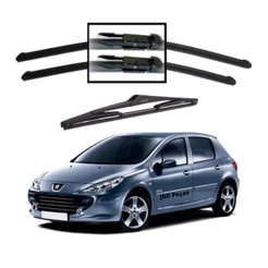 Kit Palheta Limpador Parabrisa Dianteiro + Traseiro Peugeot 307 2006 2007 2008 2009 2010 2011 2012