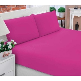 Jogo de Lençol com Elástico liso para Cama Casal Padrão com duas fronhas (contém 3 pças)