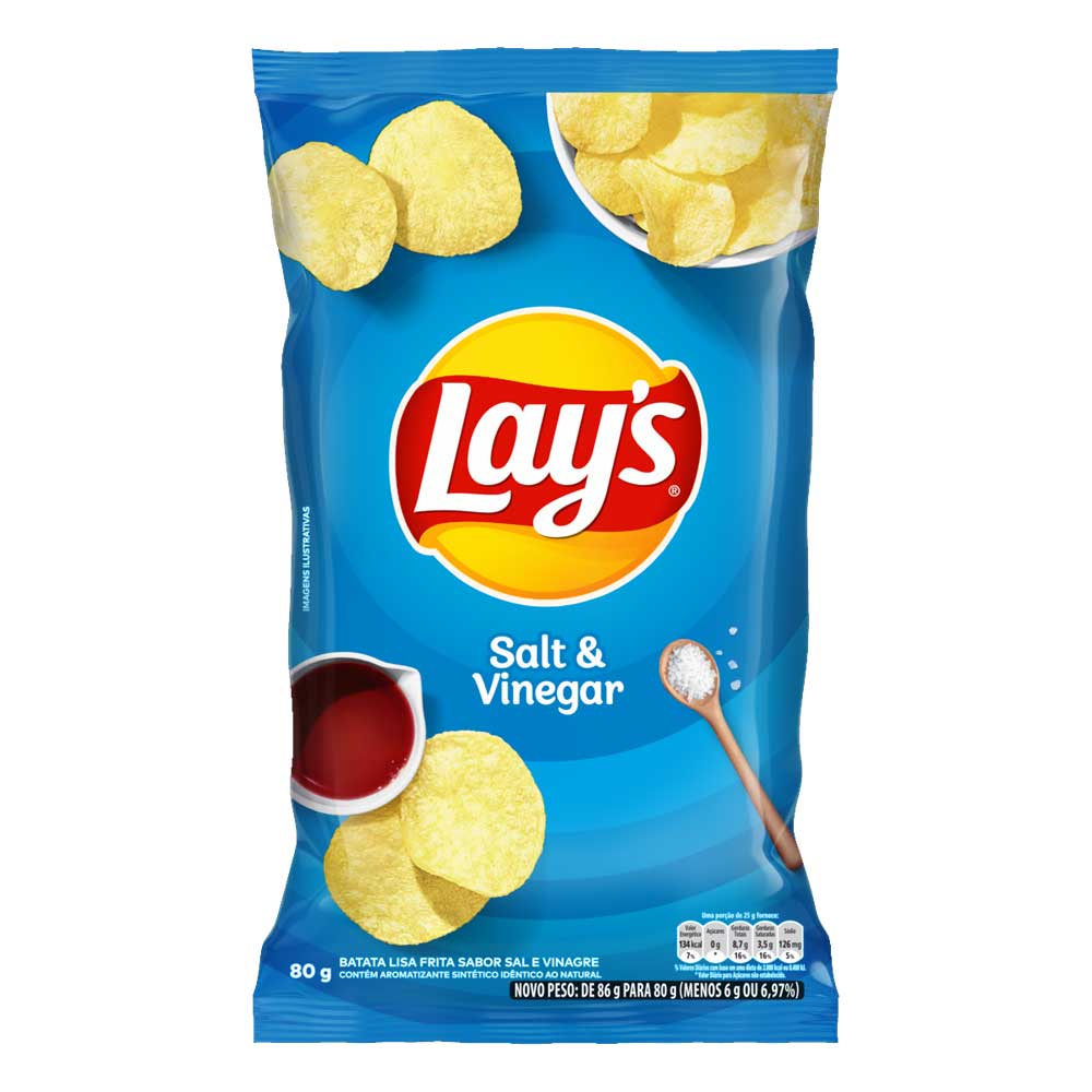 Batata Frita Sal e Vinagre Lays 80g - Elma Chips