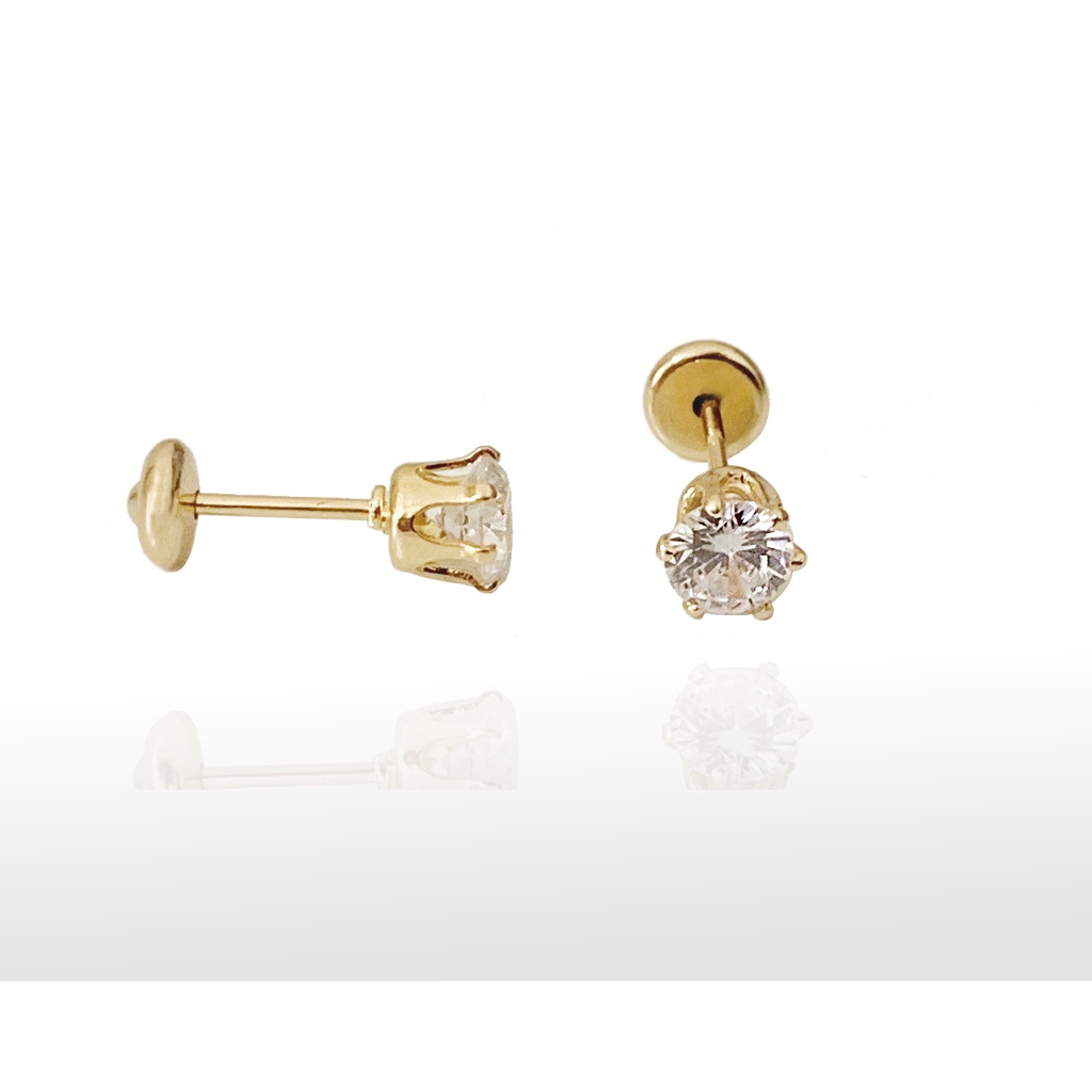 Brinco Antialergico Infantil ou Segundo Furo com Tarraxa Baby Folheado a Ouro 18k + Garantia