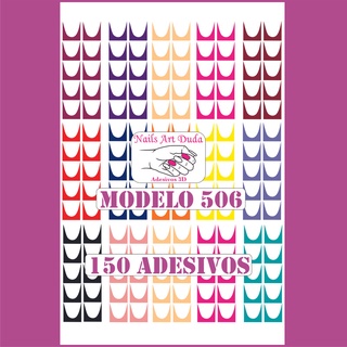 150 adesivos de unha 3D francesinha colorida PRÉ PRONTO - modelo 506