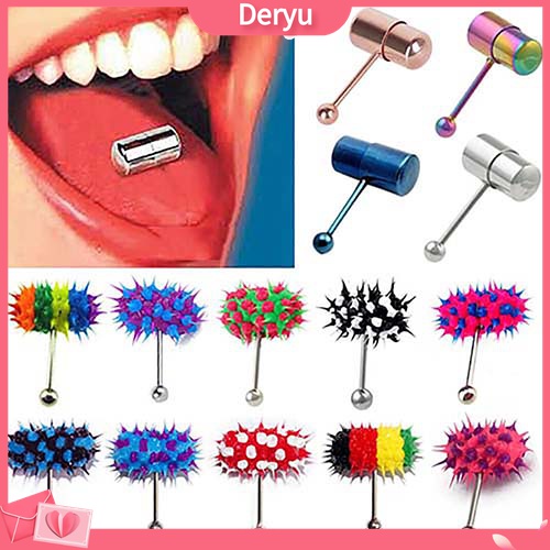{ Deryu } Unisexo Martelo Punk Em Forma De Vibratório Piercing De Barra De Língua Jóias De Perfuração Corporal em Oferta na Shopee