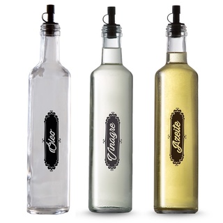 Vetrolar - Kit Galheteiro De Vidro Redondo 500ml 3 Peças ( Azeite / Óleo / Vinagre )