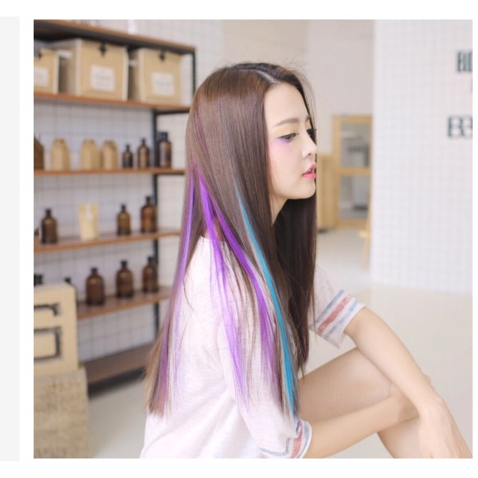 Cabelo Aplique Sintético Mechas Luzes Coloridas Aplique Tic Tac
