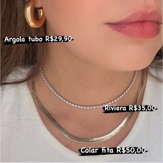 Argola tubo colar riviera colar fita malha sneake