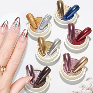 Pó Cromo Metalizado 2 em 1 Cores Unhas Cromado Decoração Arte Nas Unhas